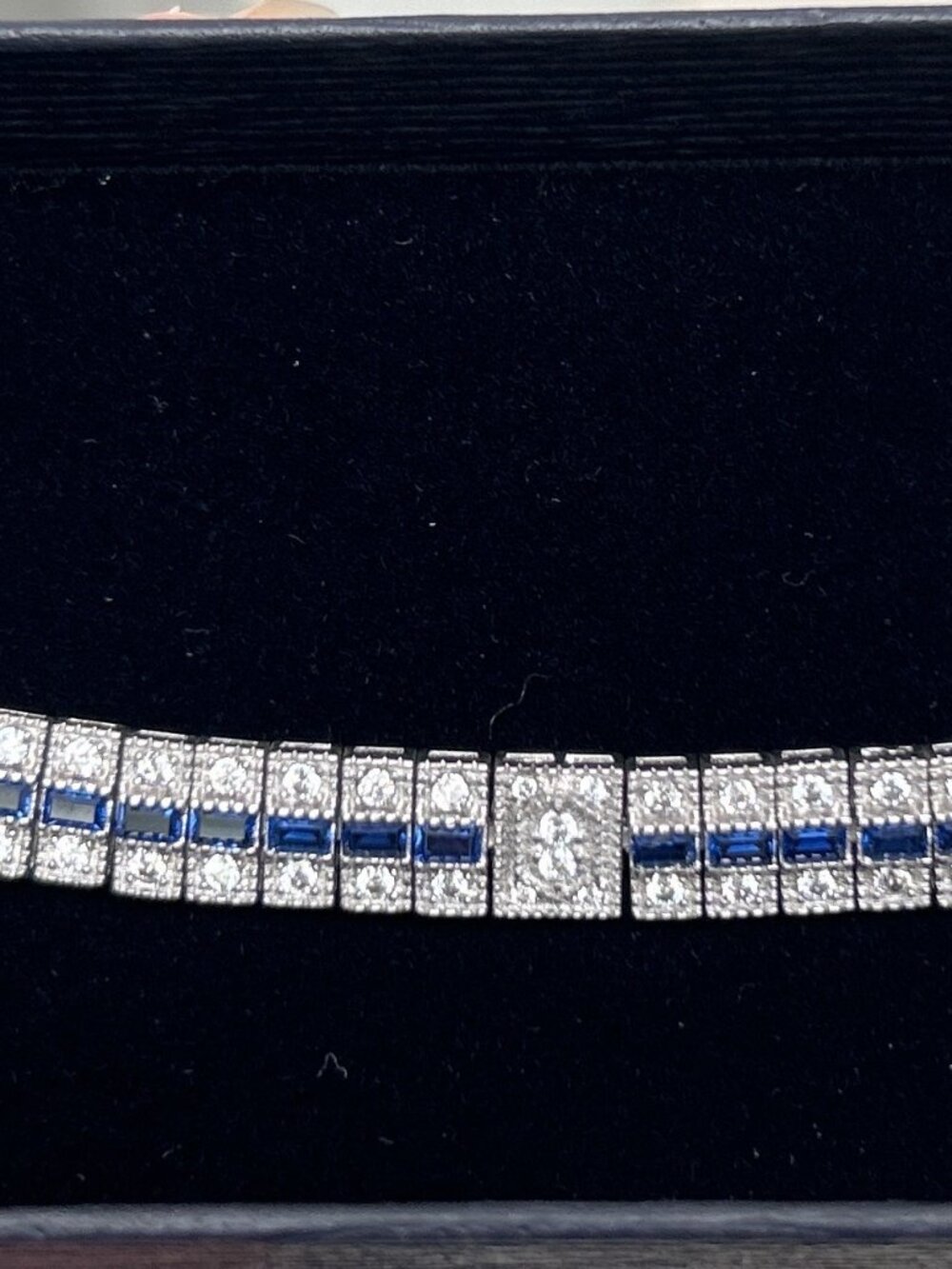 NEW Stauer 925 Sapphire Color Baguette CZ Tennis Bracelet - Picture 3 of 8